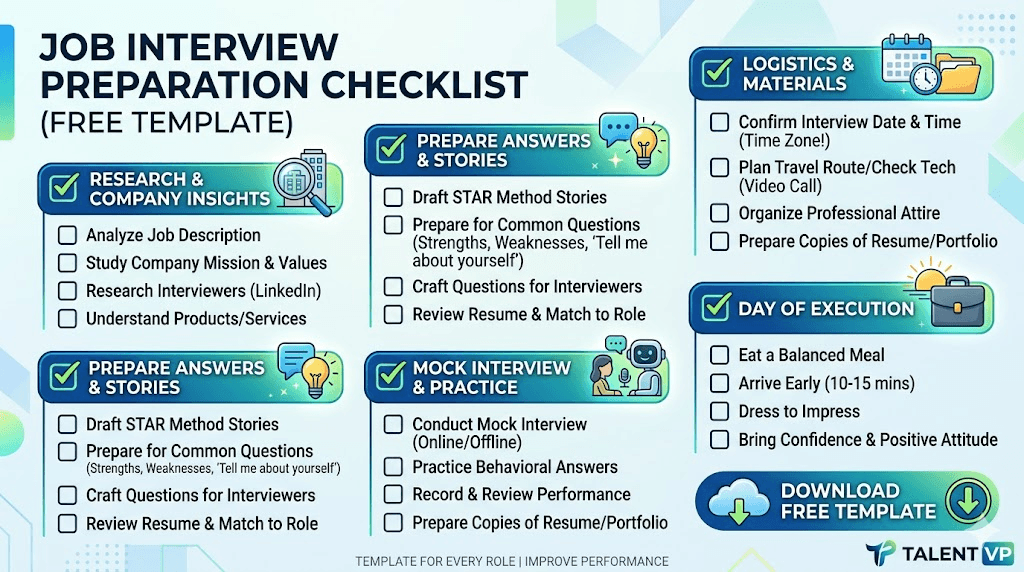Job Interview Preparation Checklist (Free Template)